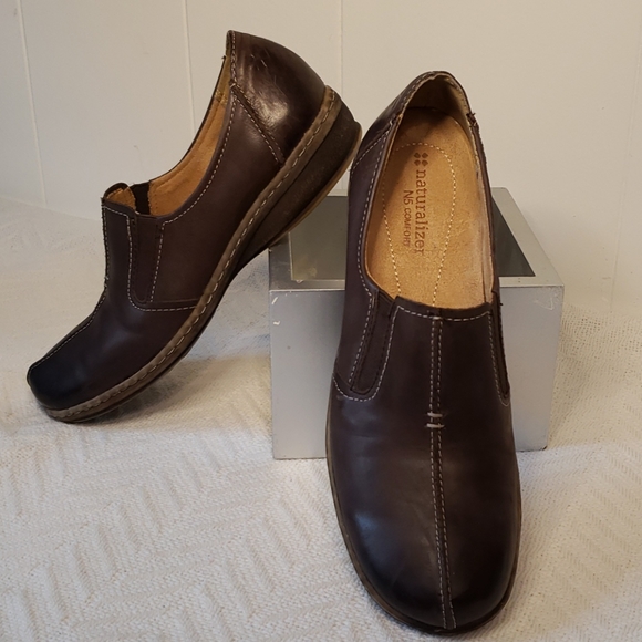 Naturalizer N5 Comfort Brown Leather Malvina Slip On Loafer Grandma shoes Sz 7N - Picture 4 of 10